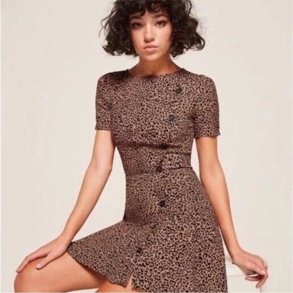 Reformation Katie leopard print mini dress EUC - Picture 3 of 15